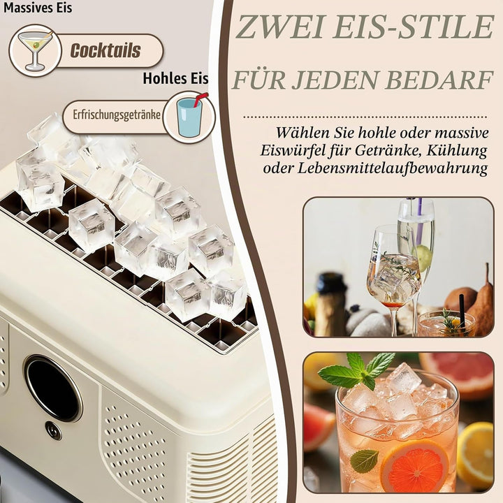 Tragbare Eiswürfelmaschine, 16 Eiswürfel Tisch Eisbereiter, Schnell in 15–20 Min, Hohl- &amp; Volleis wä