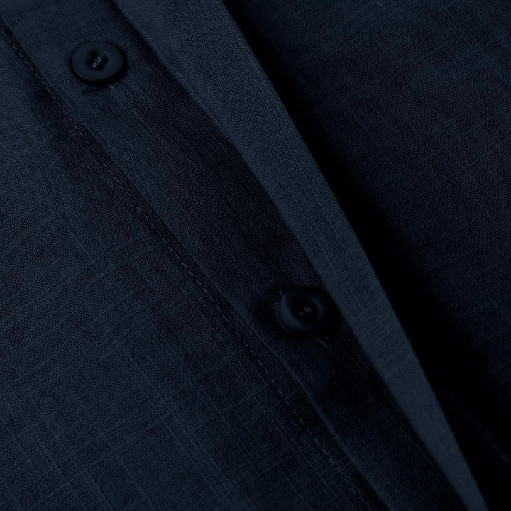 YAOBAOLE Leinenhemd für Herren, Casual, Sommerhemd, leicht, lange Ärmel, Knöpfe, Mao-Kragen, Strand,