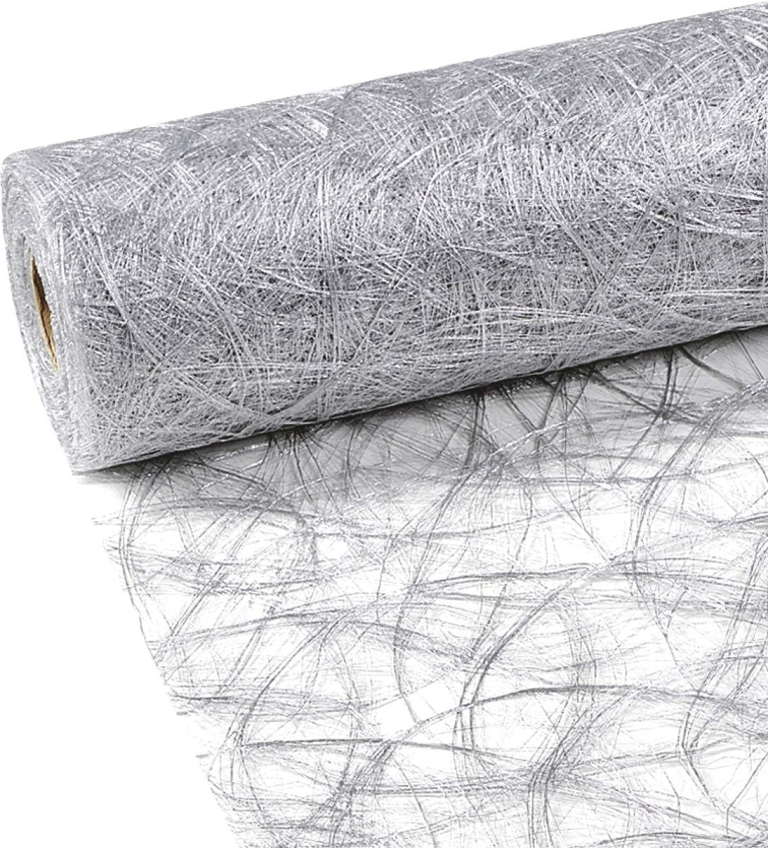 Sizoweb 1 Rolle Vlies, 30 cm x 25 m, Silber (Farbnummer: 1400), Tischläufer, Tischband. Ideal für De