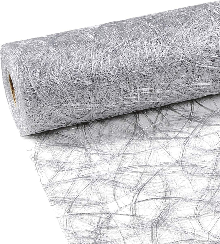 Sizoweb 1 Rolle Vlies, 30 cm x 25 m, Silber (Farbnummer: 1400), Tischläufer, Tischband. Ideal für De