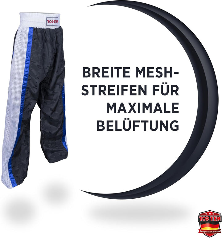 TopTen Mesh Kickboxing Pants Black/White Schwarz - Weiss 130, Schwarz - Weiss 130