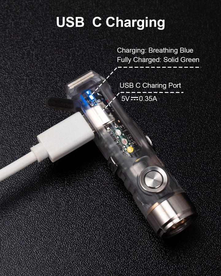 RovyVon A8 G4 wiederaufladbare USB C Taschenlampe, 650 Lumen 6500K superhelle kleine EDC Schlüsselan