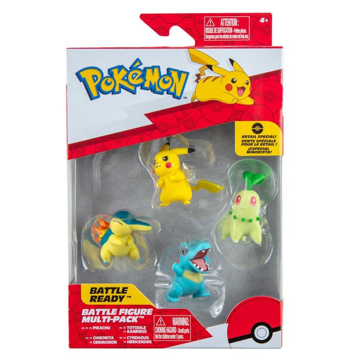 Pokémon PKW2578 - Battle Figure Multipack - 4er Pack mit Pikachu, Endivie, Karnimani, Feurigel, offi