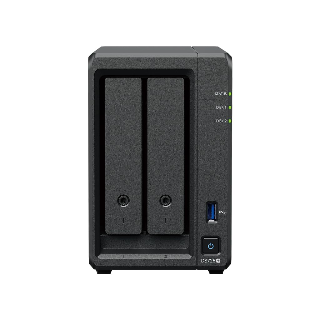 Synology DS725+ 12TB (Synology HAT3300-6T) 2 Bay Plus Serie mit Ryzen R1600, 4GB RAM (32GB max), 1x