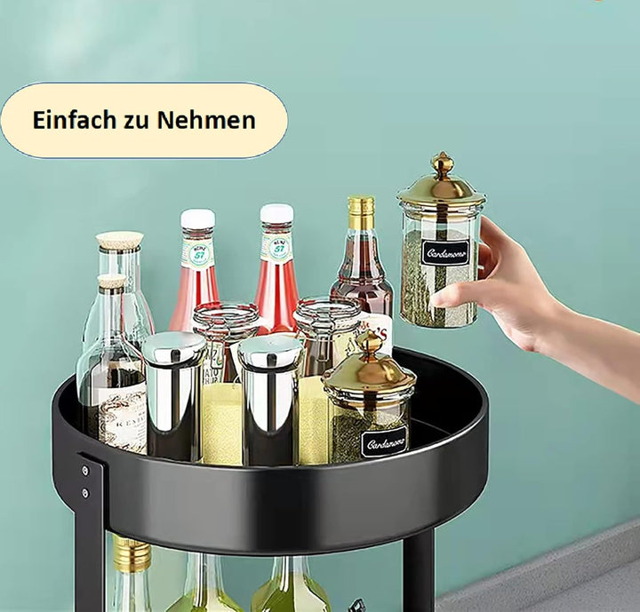 CALIYO Drehteller Organizer, Drehbares Gewürzregal aus Edelstahl, Gewürzregal Drehbar für Küche Spei