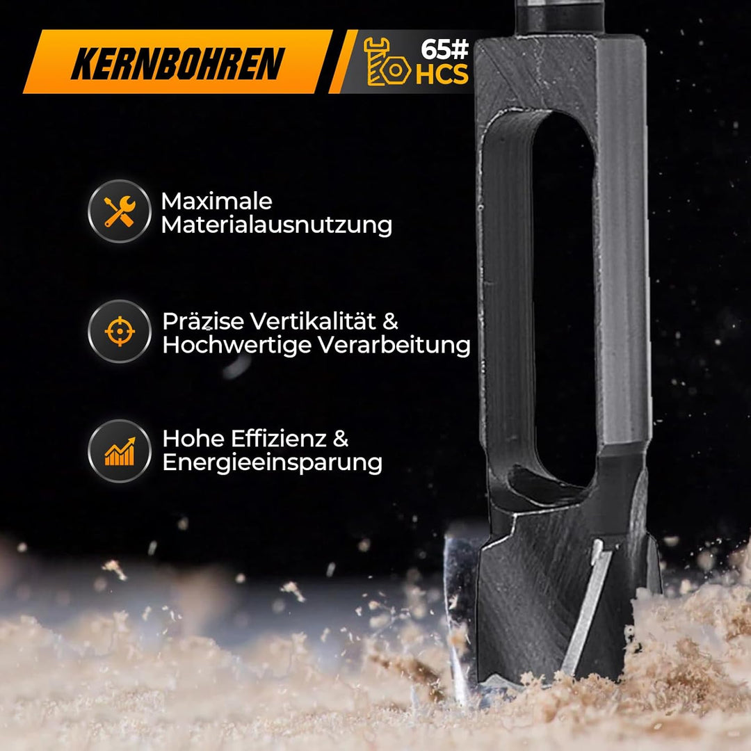 5 Stück Zapfenbohrer Set für Tischlerarbeiten, Rundschaft Kohlenstoffstahl Zapfenschneider Dübelbohr