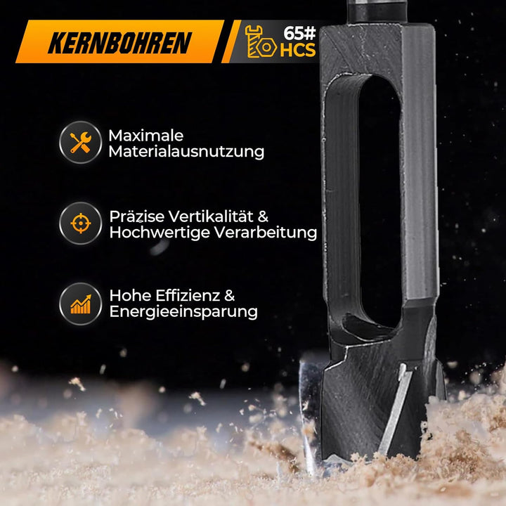 5 Stück Zapfenbohrer Set für Tischlerarbeiten, Rundschaft Kohlenstoffstahl Zapfenschneider Dübelbohr