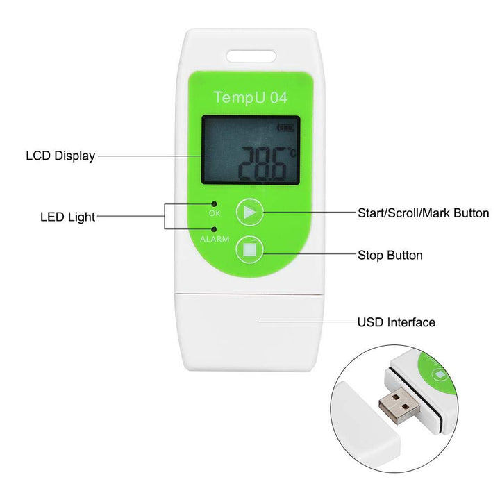 Temperatur Logger, TempU04 PDF USB Temperatur Datenlogger, Wiederverwendbarer Temperatur Rekorder(Te