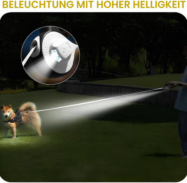 Rollleine Hundeleine 3m für Katzen &amp; kleine Hunde | Hochwertige Hundeleine ausziehbar mit LED Licht