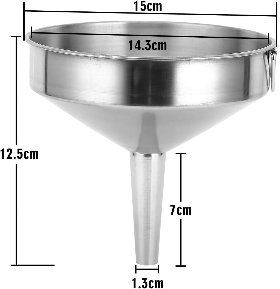 2 Stück Trichter Edelstahl Ø 15cm Grosser Verdickter Küchentrichter Edelstahltrichter Flaschentricht