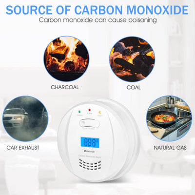 HEIMAN CO Melder Alarm Kohlenmonoxidmelder mit digitaler LCD-Anzeige EN50291, 10 Jahren Sensorlaufze