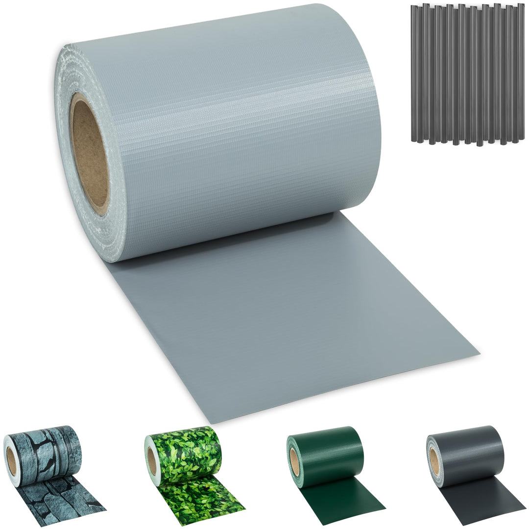 TecTake PVC Sichtschutzfolie Sichtschutzstreifen inkl. Befestigungsclips 450g/m² - Diverse Modelle -