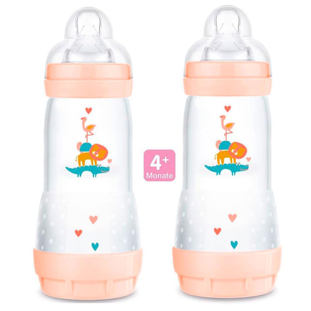 MAM Anti Colic Flasche 320 ml 2er Pack Girl-Mix inkl. Sauger Grösse 2 + 4 Monate