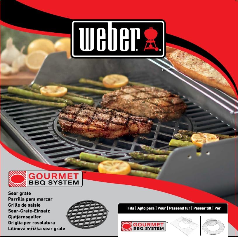 Weber Sear Grate Gusseisen für Gourmet BBQ System - speichert Hitze für kräftige Grillmuster und saf