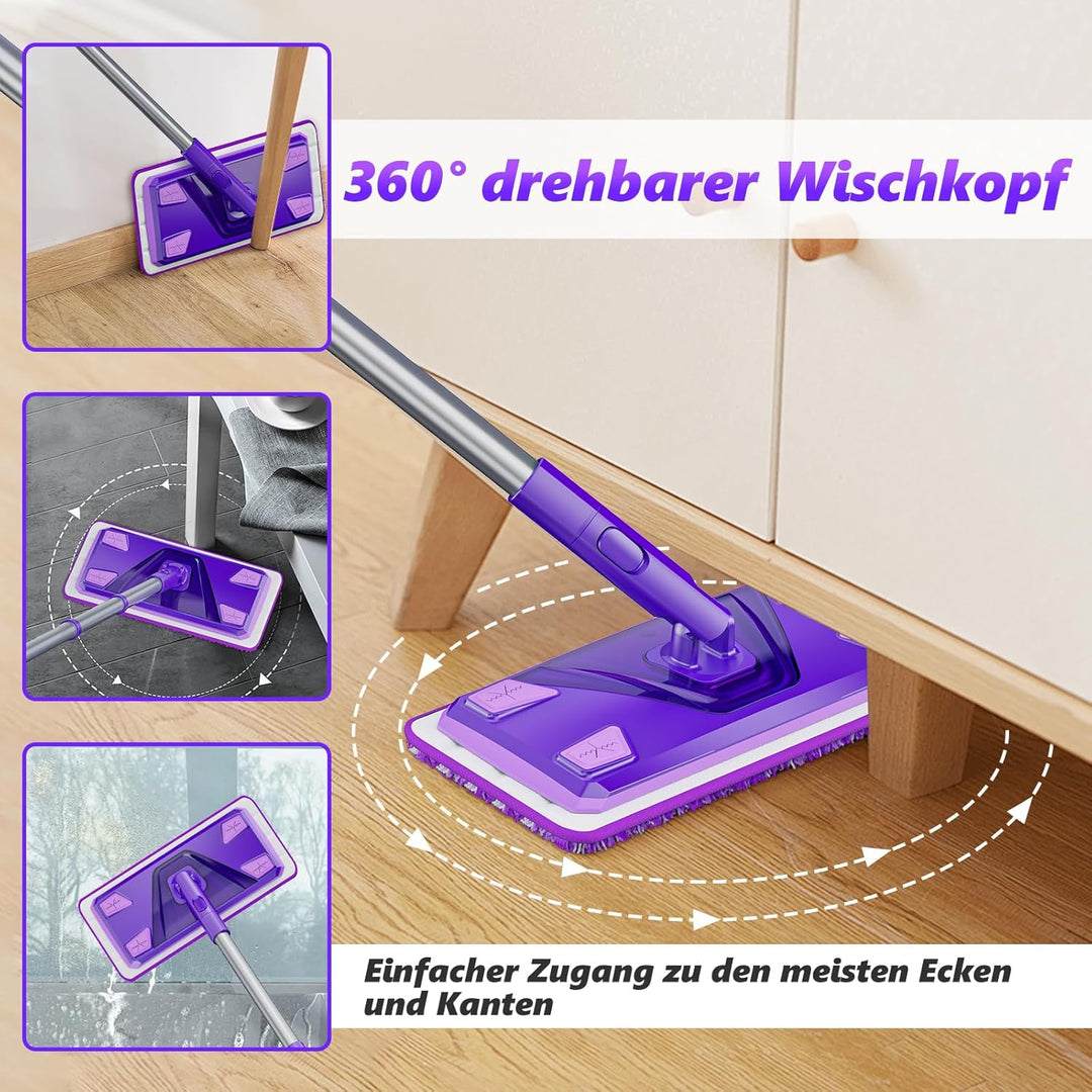 Bodenwischer für Bodenreinigung: Wischmopp für Laminat Holz Fliesen Vinylböden - Nass-Trocken Staubm