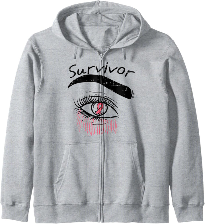 Survivor Auge Pink Ribbon Kampf Brustkrebs Bewusstsein Frauen Kapuzenjacke