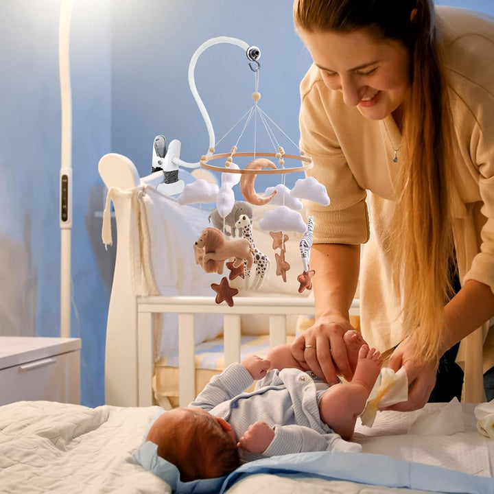 Mobile Halterung für Babybett, Multifuntional 68cm Mobile Halter Wickeltisch, Flexibel Klammernhalte