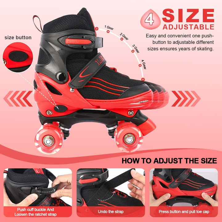 Rollschuhe für Mädchen Jungen Einstellbare Kinder Rollschuhe mit leuchtenden Rädern, Spass Beleuchtu