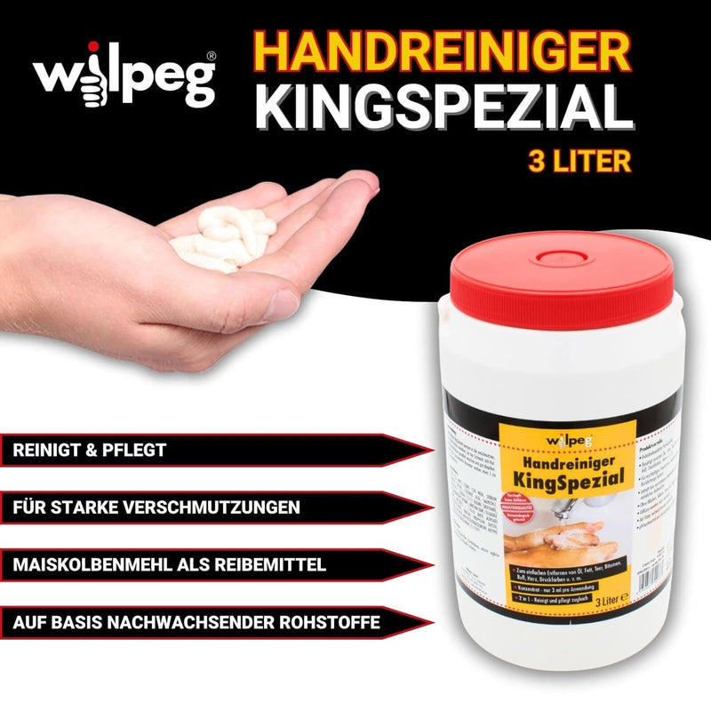 WILPEG Handreiniger 3 Liter - Seife, Waschpaste, Handwaschpaste für starke Verschmutzungen wie Farbe