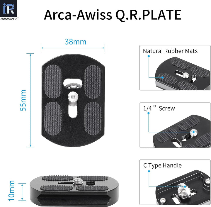 INNOREL E34 Low Profile CNC-Stativ-Kugelkopf 360° Panorama-Kugelkopf mit 2 1/4 Arca-Swiss-kompatible