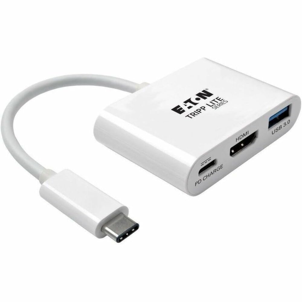 Tripp Lite USB-C-zu-HDMI-Adapter mit USB-A-Anschluss und PD-Aufladung, HDCP, Weiss (U444-06N-HU-C) H