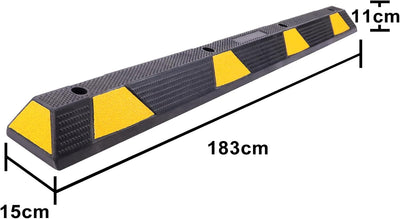 NAIZY Radstopper 2er Gummi Parkstopper Parkplatzbegrenzung 183x15x11cm Parkplatzmarkierung mit Dehns