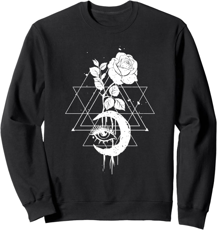 Moon Rose Mond Blume Okkult Gothic Sweatshirt