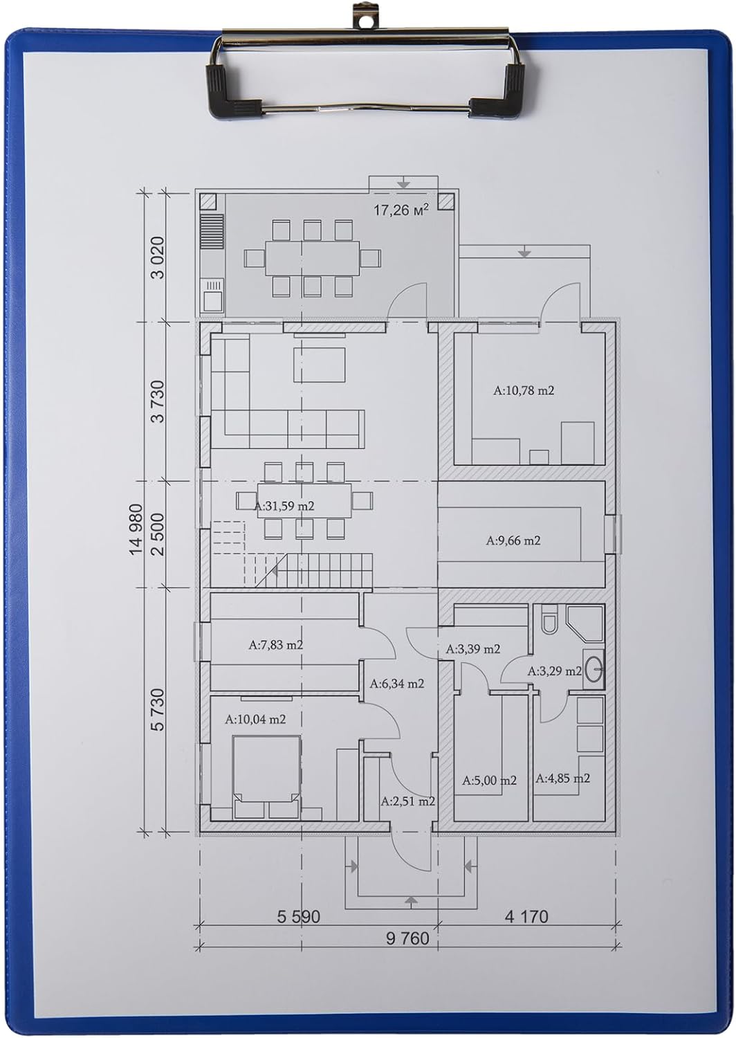 Idena 90293 - Klemmbrett für DIN A4, 12 Stück, Hochformat, PVC beschichtetes Clipboard in Blau, FSC-