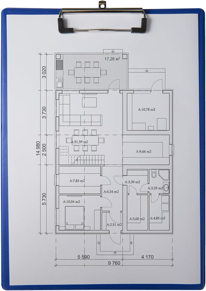 Idena 90293 - Klemmbrett für DIN A4, 12 Stück, Hochformat, PVC beschichtetes Clipboard in Blau, FSC-