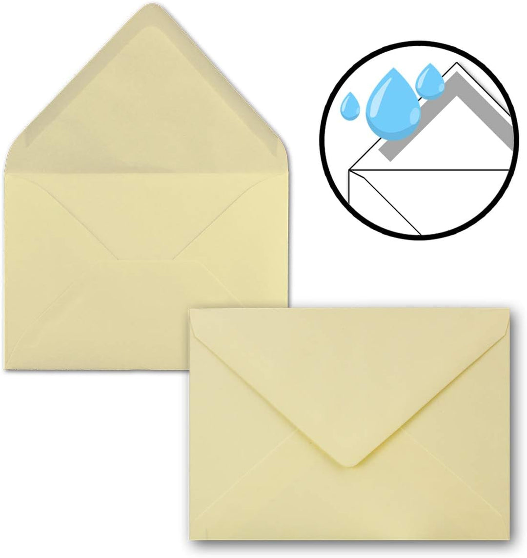 1000x Faltkarten Set DIN A6/C6 mit Brief-Umschlägen in Vanille - inklusive Einleger - 14,8 x 10,5 cm