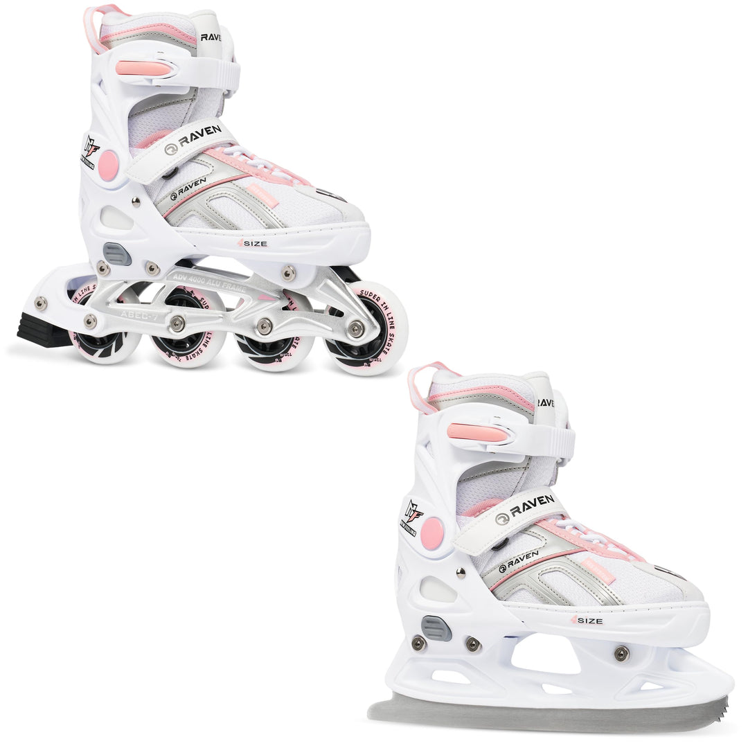 RAVEN Pulse 2in1 Schlittschuhe Inline Skates Inliner für Kinder und Erwachsene verstellbar 33-36 (20