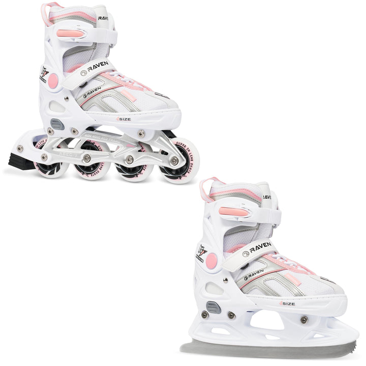 RAVEN Pulse 2in1 Schlittschuhe Inline Skates Inliner für Kinder und Erwachsene verstellbar 33-36 (20