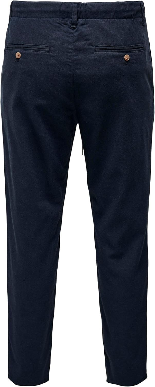 Only & Sons Herren Hose Onsleo Crop Linen Mix 0048 Pant 29W / 32L Dark Navy, 29W / 32L Dark Navy