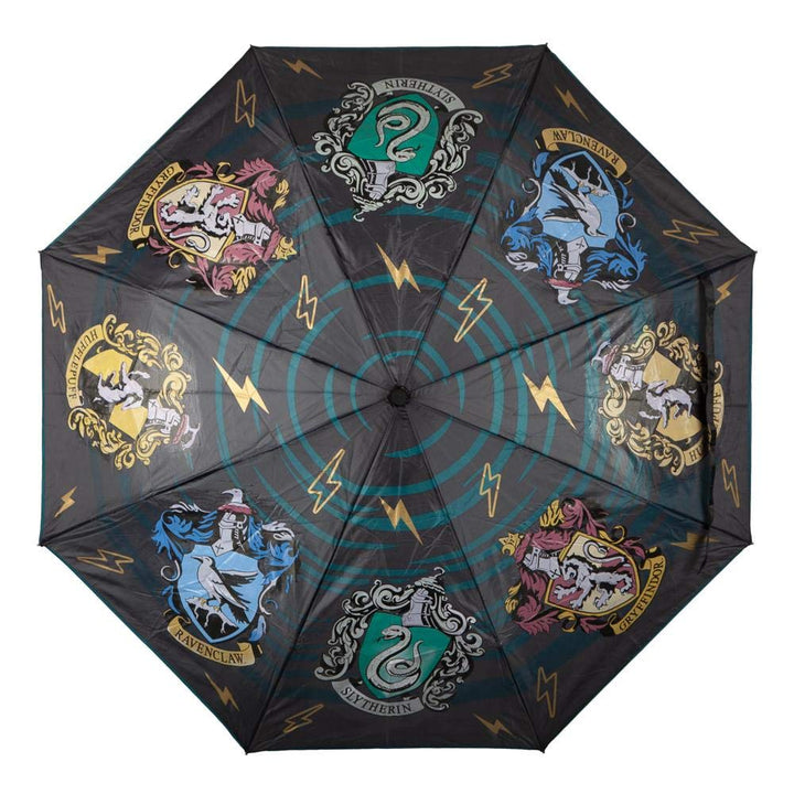 Harry Potter Damen Harry Potter Hogwarts House Crests Liquid Reactive Compact Umbrella Regenschirm,