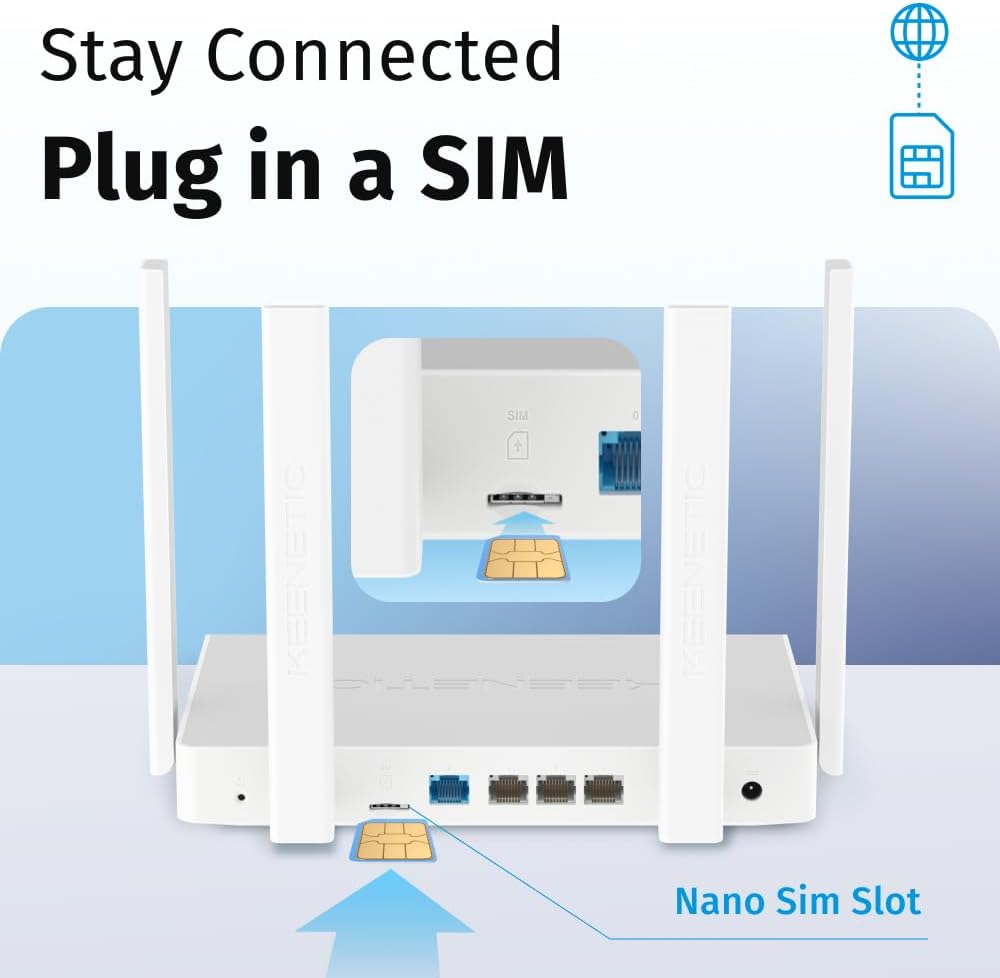 Keenetic Runner 4g (geeignet für Deutschland) N300 Mesh-WLAN-4G-Router mit einem 4-Port-Smart-Switch
