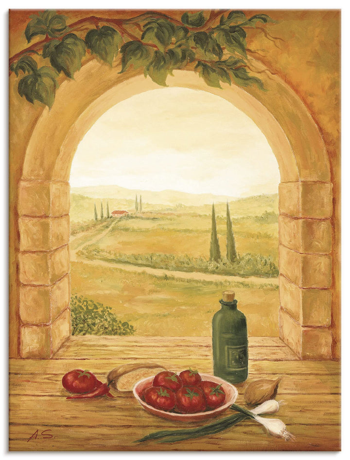 ARTland Leinwandbilder Wandbild Bild auf Leinwand 60x80 cm Landschaften Fensterblick T4JJ