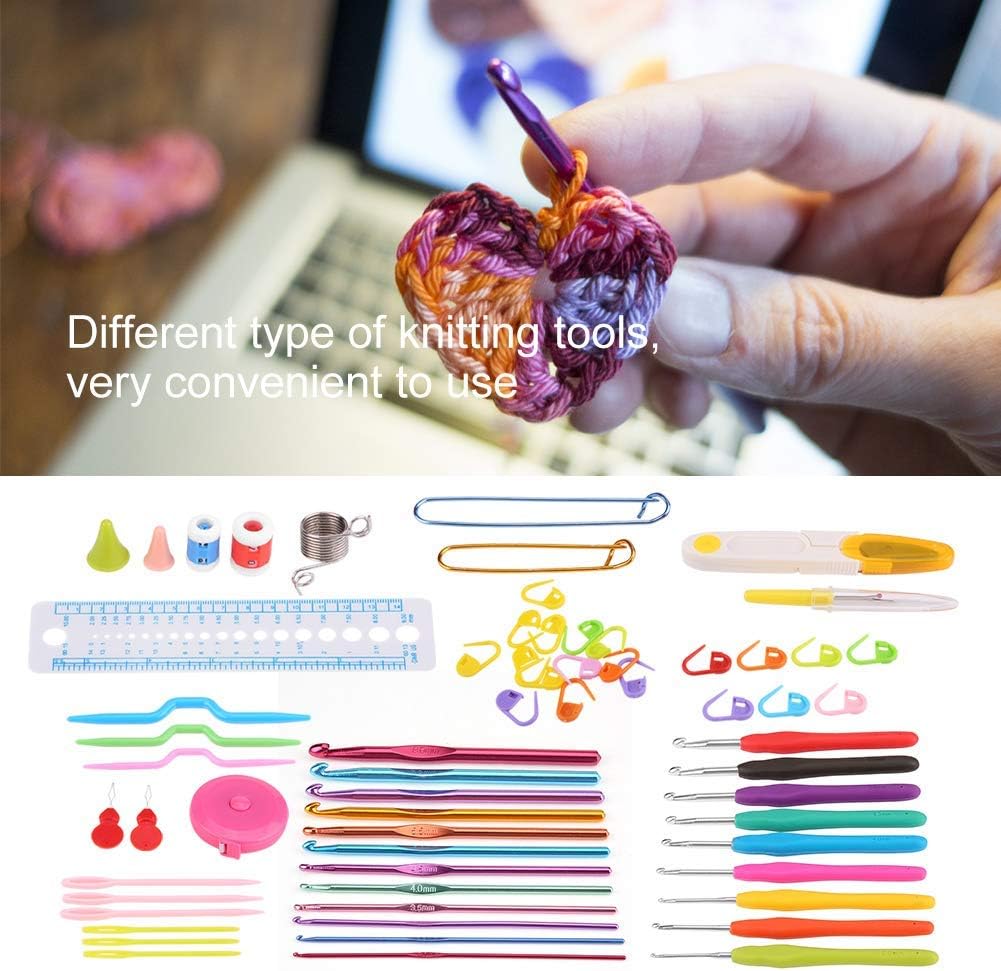 Häkelset mit Etui, ergonomischer , Stricksets Griff, Nadel, Häkelnadeln, Näh- und Strickwerkzeug-Set
