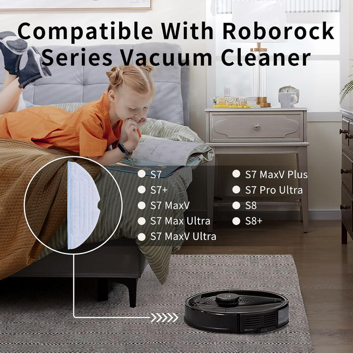 Rrochio Saugroboter Zubehör Mop Tücher 8er Set für roborock S7 Max Ultra,S7,S7 MaxV,S7 Pro Ultra,S8,