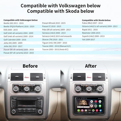 ATOTO A6PF Android Doppel-Din Autoradio Kompatibel mit VW Volkswagen/Golf/Polo/Tiguan, 7-Zoll Digita