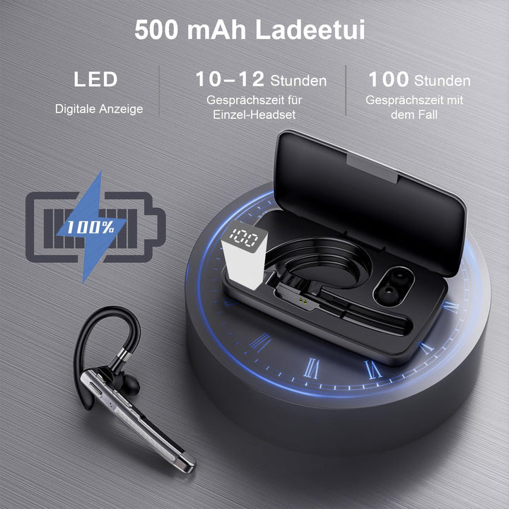 Headset Bluetooth 6.1 mit Dual Mikrofon 100 Std CVC8.0 Noise Cancelling In Ear Kopfhörer Kabellos Ko