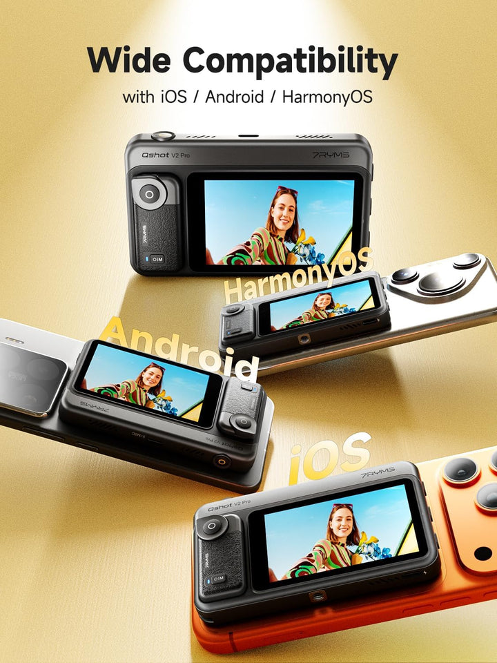 7RYMS Qshot V2 Pro Selfie Monitor, Magnetischer Smartphone Rückkamera Bildschirm für iPhone & Androi