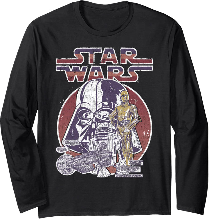 Star Wars Darth Vader & Droids Starry Portrait Langarmshirt