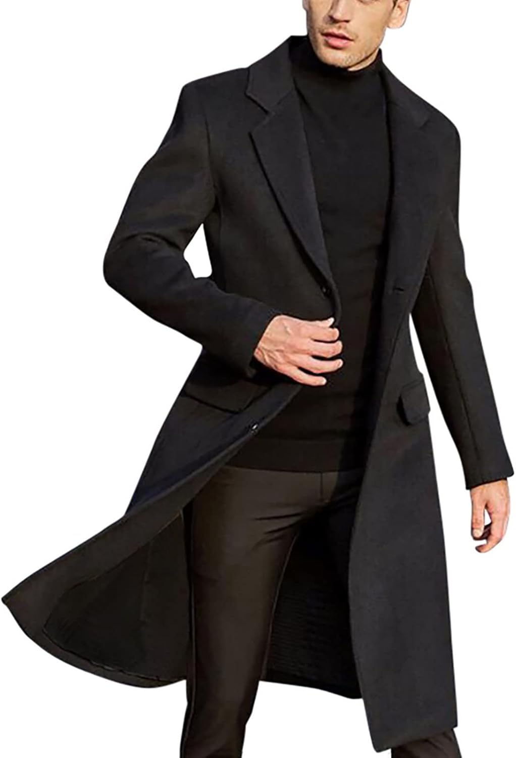 Celucke Mantel Herren Wintermantel Wolle Winter Kurzmantel Mittellang Wollmantel mit Stehkragen und