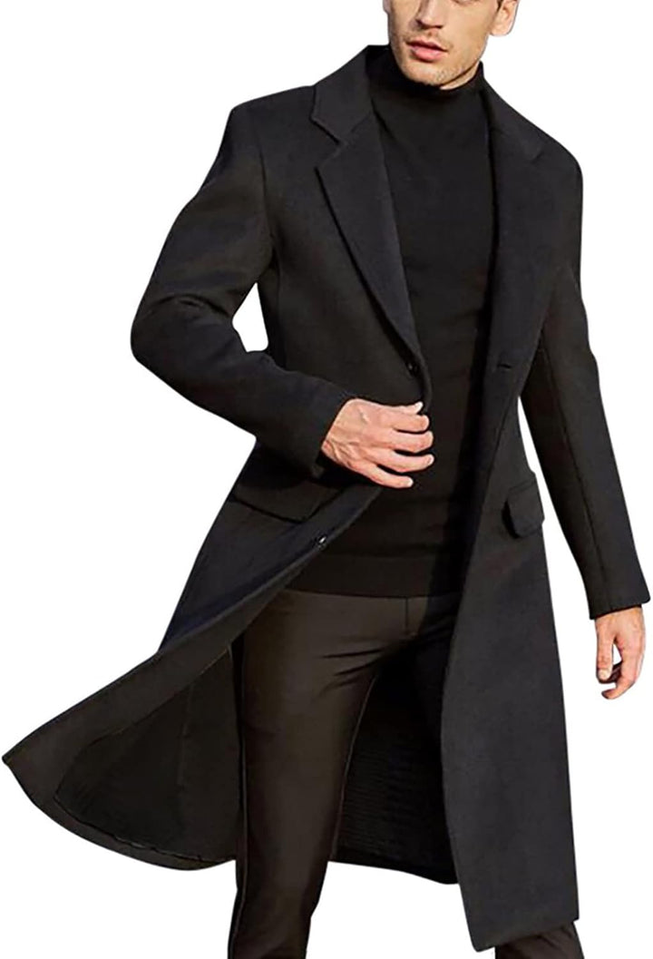 Celucke Mantel Herren Wintermantel Wolle Winter Kurzmantel Mittellang Wollmantel mit Stehkragen und