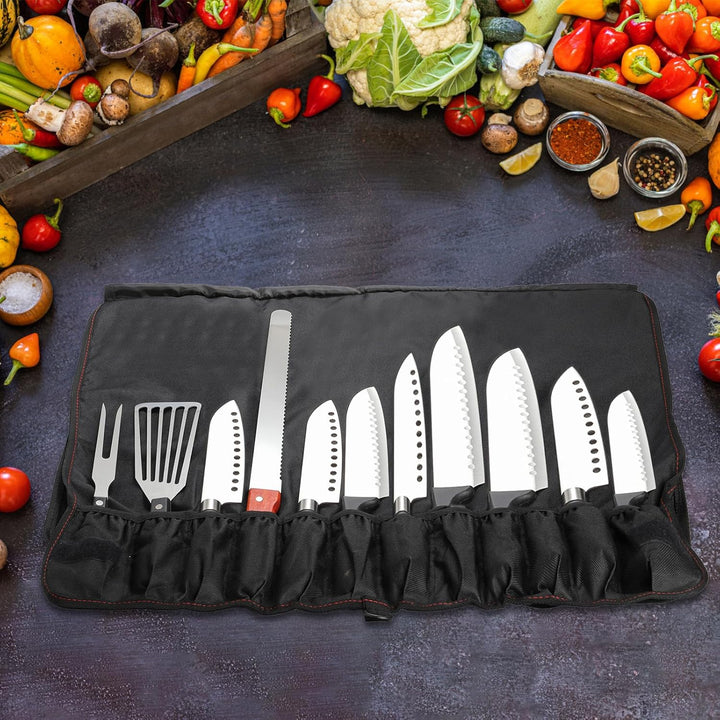 Tosnail Chef Messer Roll Tasche, Heavy Duty Messer Tasche mit 21 Slots & 1 grosse Reissverschlusstas