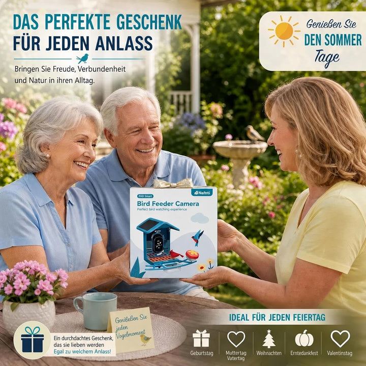 Vogelhaus mit Kamera, AI Identifizieren von Vögeln, 2,4 GHz/5 GHz, solarbetrieben, Eichhörnchensiche