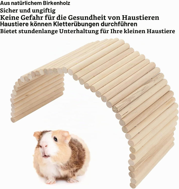Qcwwy Haustierversteck, Meerschweinchen Holzleiter Brücke Kaninchen Versteck Haus Tunnel Nagetiere K