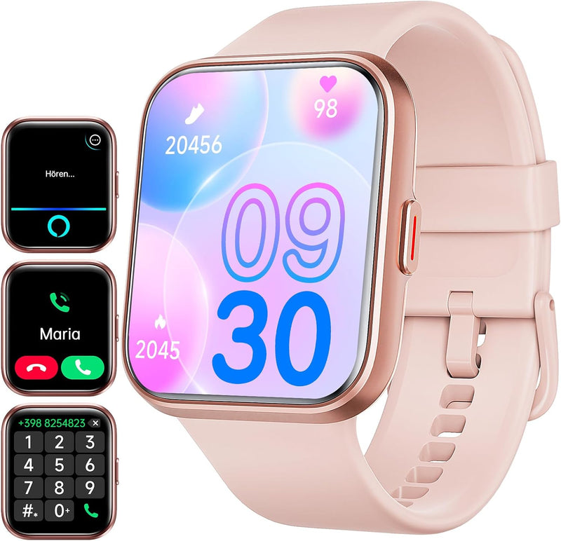 Smartwatch damen mit Telefonfunktion, 1,69" schrittzähler uhr damen mit grossem Farbdisplay, Alexa e
