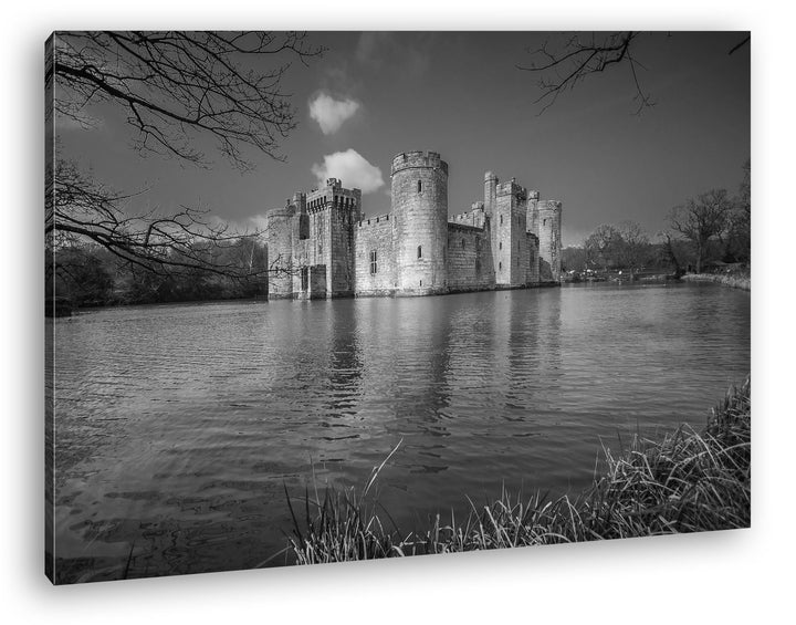 deyoli Verlassene Burg mit Wassergraben Effekt: Schwarz/Weiss Format: 120x80 als Leinwandbild, Motiv