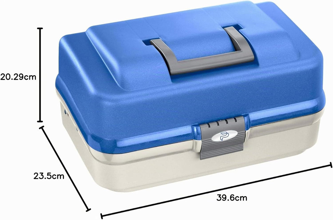 Unisex – Erwachsene 145585 Angelkoffer, Weiss und Blau, 396 x 235 x 203 mm